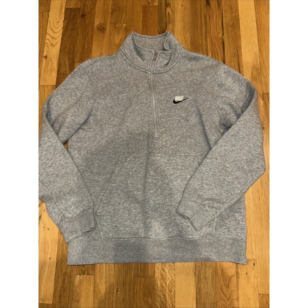 Nike Men's Sportswear Club Fleece Heather Gray 1/2 Zip Pullover Sweatshirt Large